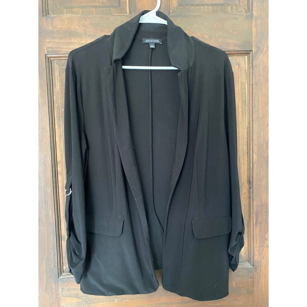 Notations Large Black Open Front Polyester Jacket - image 5